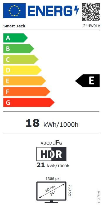 Energie-Label Smart Tech SMART-TECH TV LED 24' HD ohne Rahmen (24", LED, HD ready)