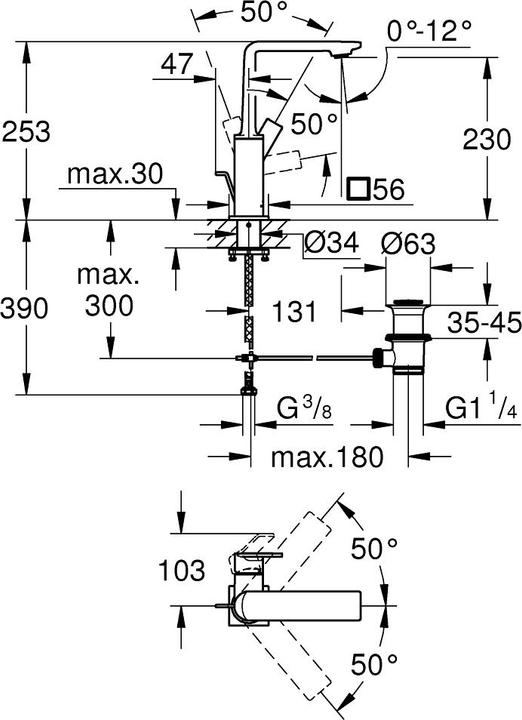 Actual product image Grohe Single-lever basin mixer ALLURE 1/2inch L-size wa sun bent