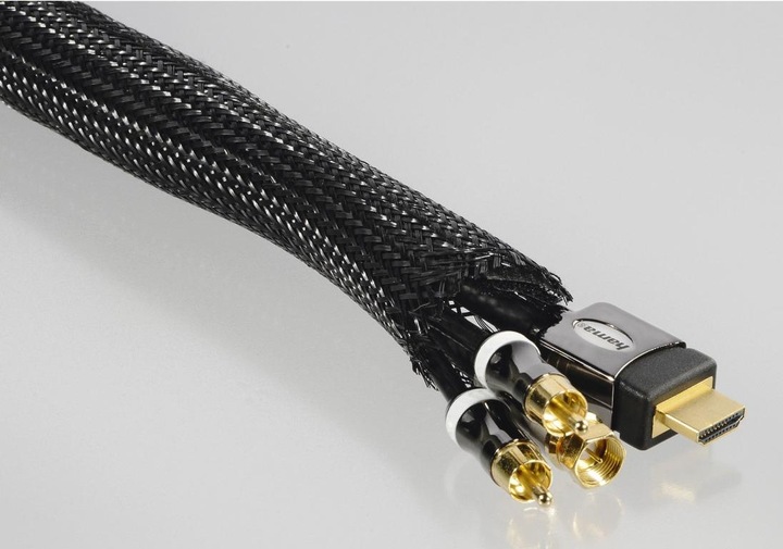 Produktbild Hama Flexibler Gewebe-Kabelschlauch, universal, 20 - 40 mm, 1,8 m, Schwarz (Kabelschlauch, 180 cm)