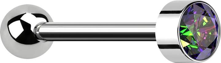 Actual product image Hollywood Body Jewelry Micro Barbell Innengewinde silber mit Kugel silber Zylinder hoch silber mit Kristall dunkel multicol (without brass, Titanium)