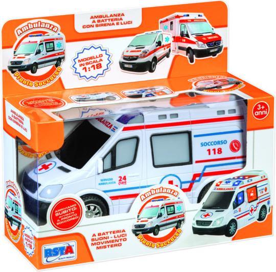 Immagine prodotto Rs Toys Ambulanza pronto soccorso scala 1:18 con luci e suoni movimento mistero