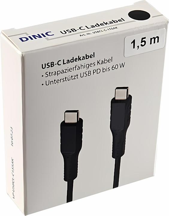 Produktbild Dinic 30x USB C auf C Ladekabel 1,50m, schwarz, im Thekendisplay (1.50 m, USB 2.0, 60 W)