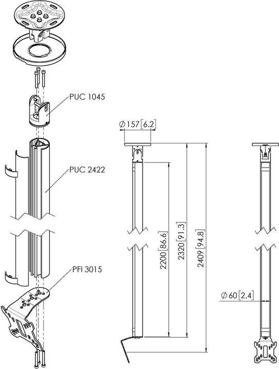 Produktbild Vogels CT242222S (Decke, 43", 30 kg)
