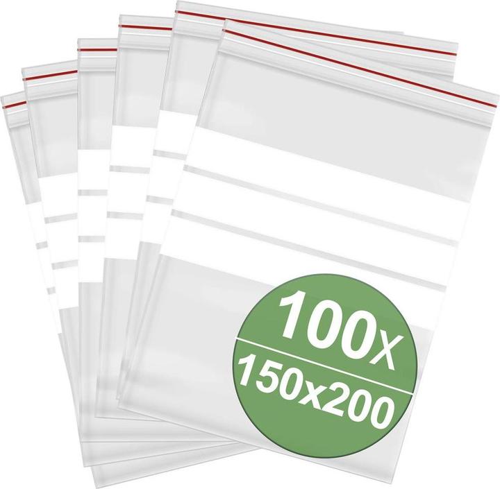 Quadrios Pressure seal bag with labelling strip (W x H) 150 mm x 200 mm Transparent (100 Piece)