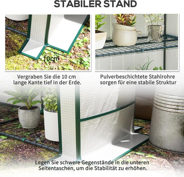 Produktbild Outsunny Gewächshaus Stahl, Kunststoff Weiss