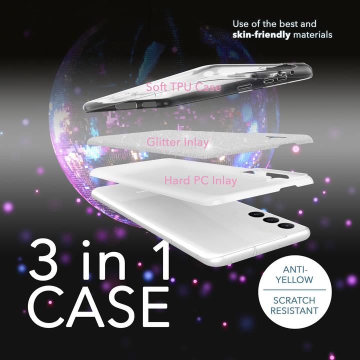 Image du produit Nalia Housse en silicone scintillante avec 2x protections d'écran (Samsung Galaxy S23+)