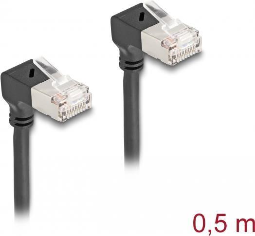 Actual product image Delock RJ45 network cable Cat.6A S/FTP Slim 90° top / top (S/FTP, CAT6a, 0.50 m)