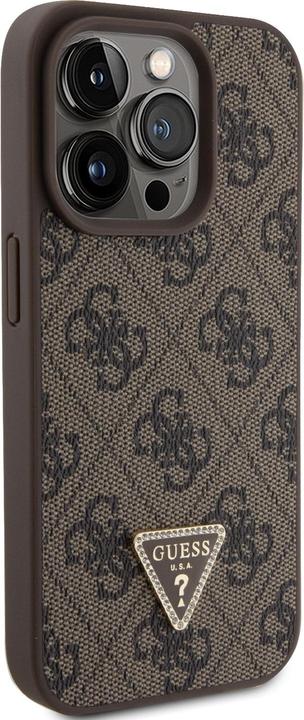 Produktbild Guess PU Leather Metal Logo Strass Crossbody Case für Apple iPhone 15 Pro - brown (Apple iPhone 15 Pro)