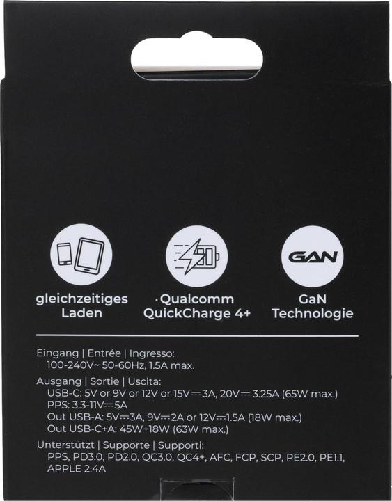 Image du produit Onit Chargeur mural USB Dual QC4+ 65 W GaN Blanc (65 W)