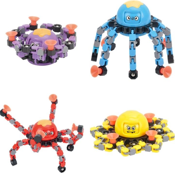 Produktbild Ueli Express Oktopus Fidget Spinner mit Saugnapf und Gesicht Gelb