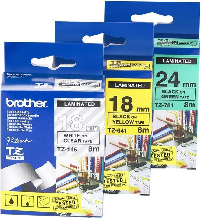 Productafbeelding Brother TZ145 gelamineerde tape (1.80 cm, Wit, Transparant)