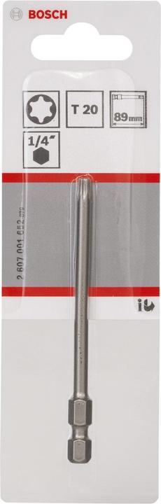 Actual product image Bosch Professional Zubehör Screwdriver bit extra-hard T20, 89 mm, pack of 1 (Hexagon socket TX)