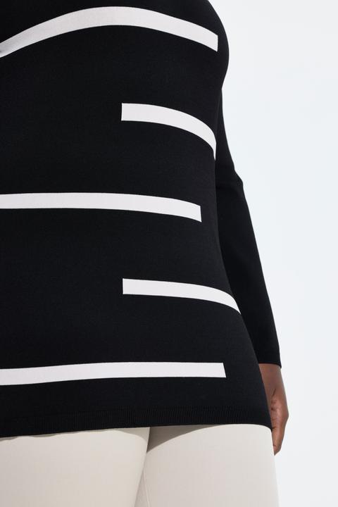 Produktbild Ulla Popken Pullover, Streifen, V-Ausschnitt, Langarm (60)