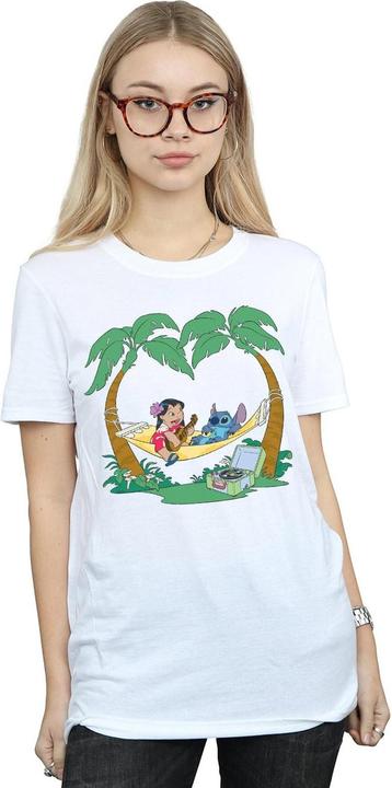 Actual product image Disney Womens/Ladies Lilo And Stitch Play Some Music Cotton Boyfriend T-Shirt (L)