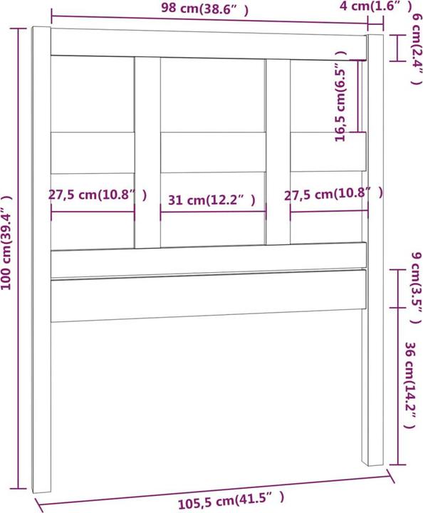 Image du produit vidaXL Kopfteil (105 x 4 x 100 cm)