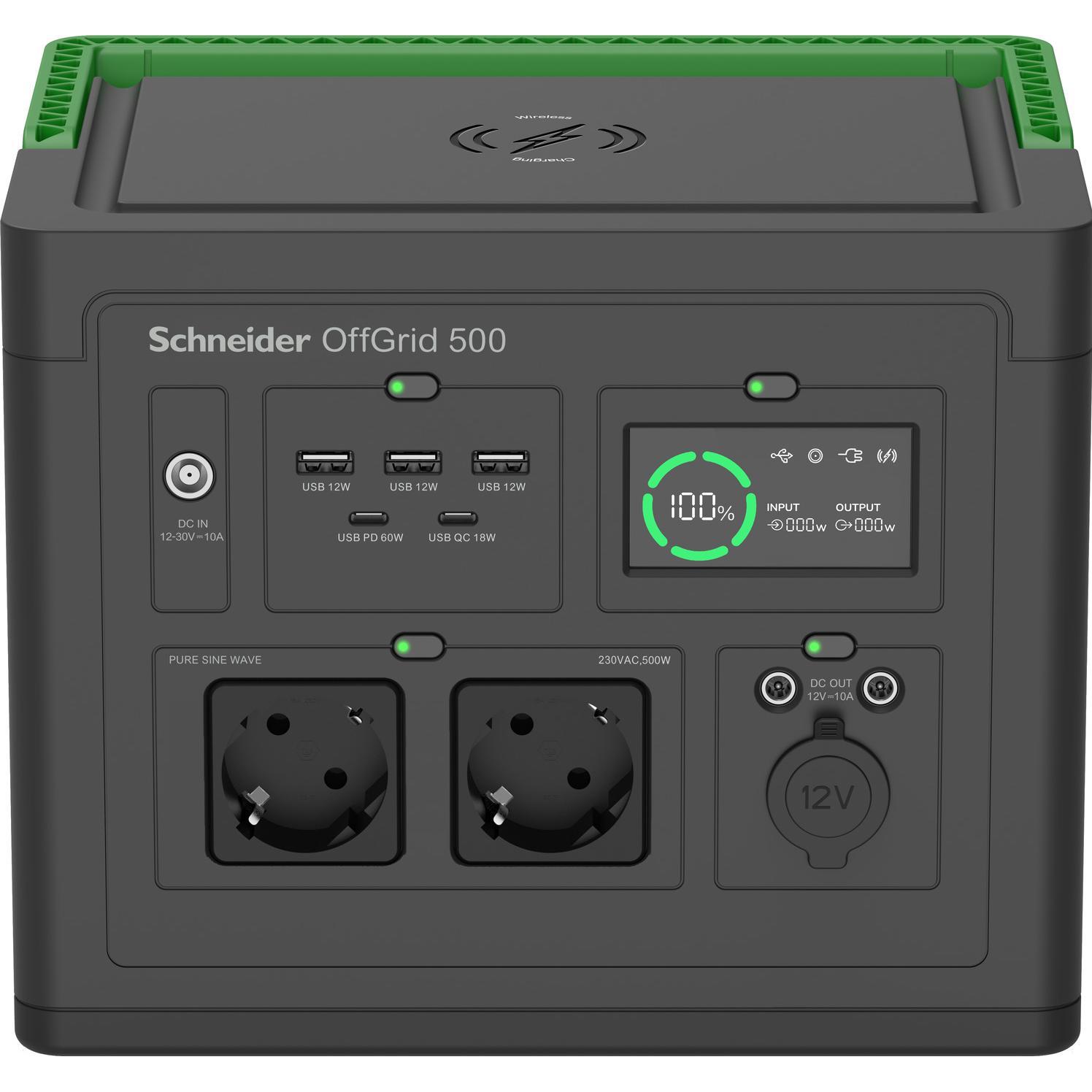 APC, Power Station, Schneider OffGrid Portable Power Station 500 517Wh Lithium-ion 2 Schuko Sinewave (517 Wh, 5.50 kg)