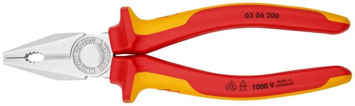 Produktbild Knipex Kombizange DIN ISO 5746 L.200mm VDE max. 16mm2 verchromt 2Komp.-Hüllen m.Abgleitschutz 1000V-isol... (200 mm)