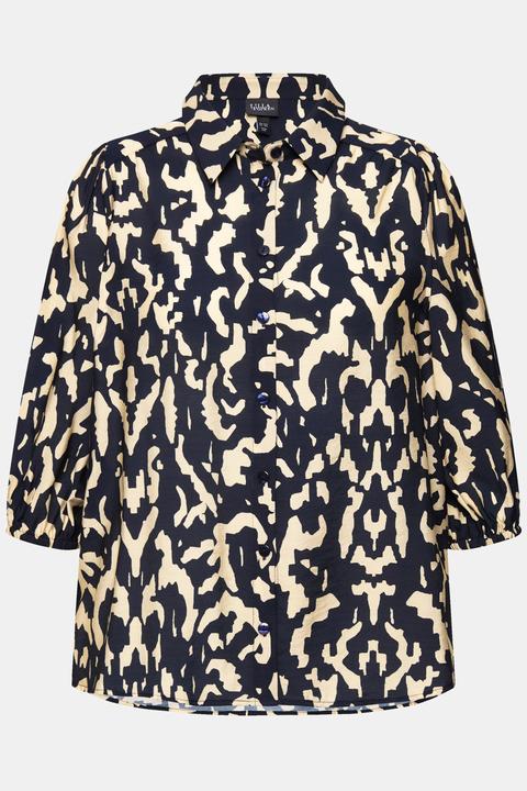 Actual product image Ulla Popken Oversized Abstract Print 3/4 Sleeve Blouse (62)