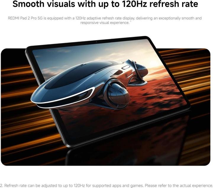 Actual product image Xiaomi Redmi Pad 2 Pro 5G 5G 128 GB - Graphit Grey (5G, 12.10", 128 GB, Dark grey, Graphite gray, Graphite grey)