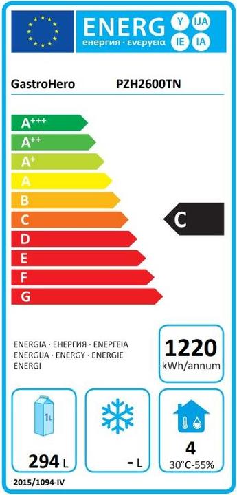 Label énergétique Gastro Hero Table à pizza ECO / (390 l)