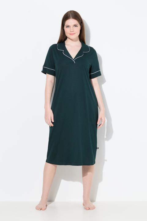 Image du produit Ulla Popken Chemise de nuit, col à revers et manches courtes, passepoils fantaisie (42, 44)