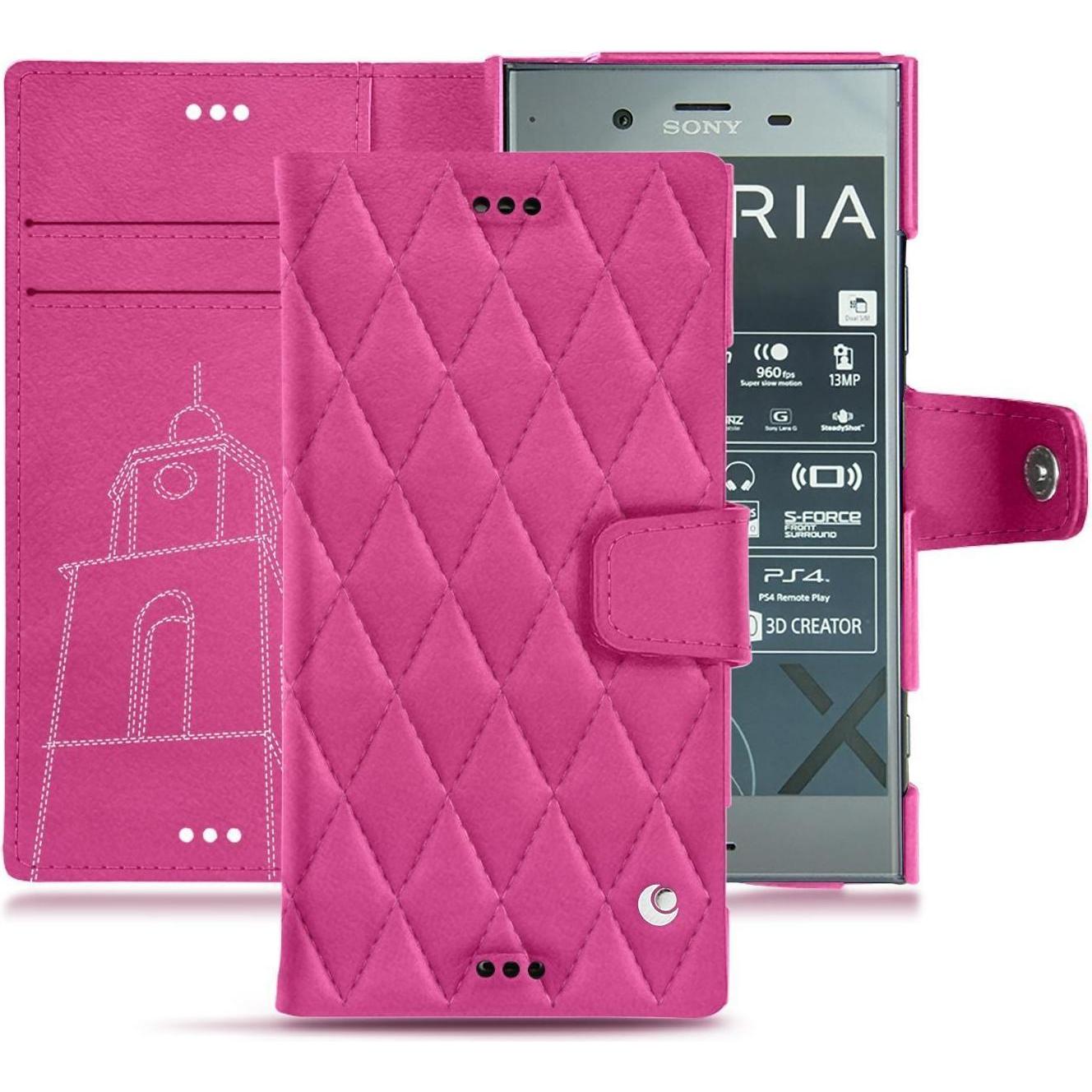 Noreve Lederschutzhülle Wallet (Sony Xperia XZ1), Smartphone Hülle, Rosa