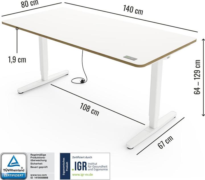 Immagine prodotto Yaasa Desk Pro (140 x 80 cm)