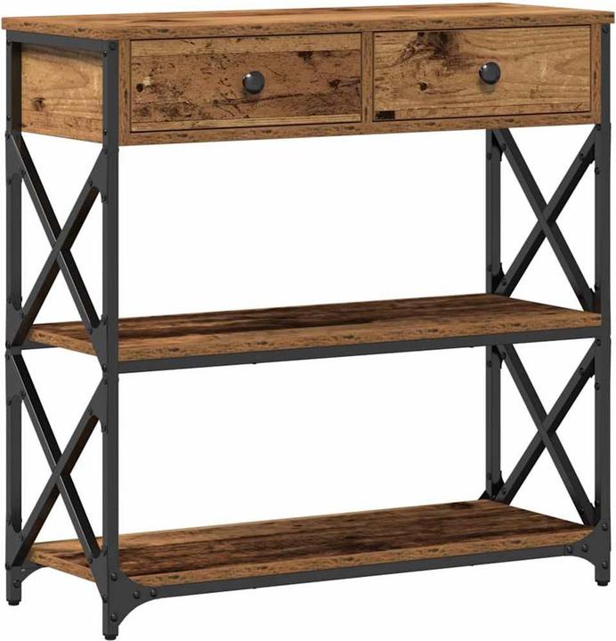 vidaXL Table console Vieux bois 75x28x75 cm Bois composite et acier (75 x 28 x 75 cm)