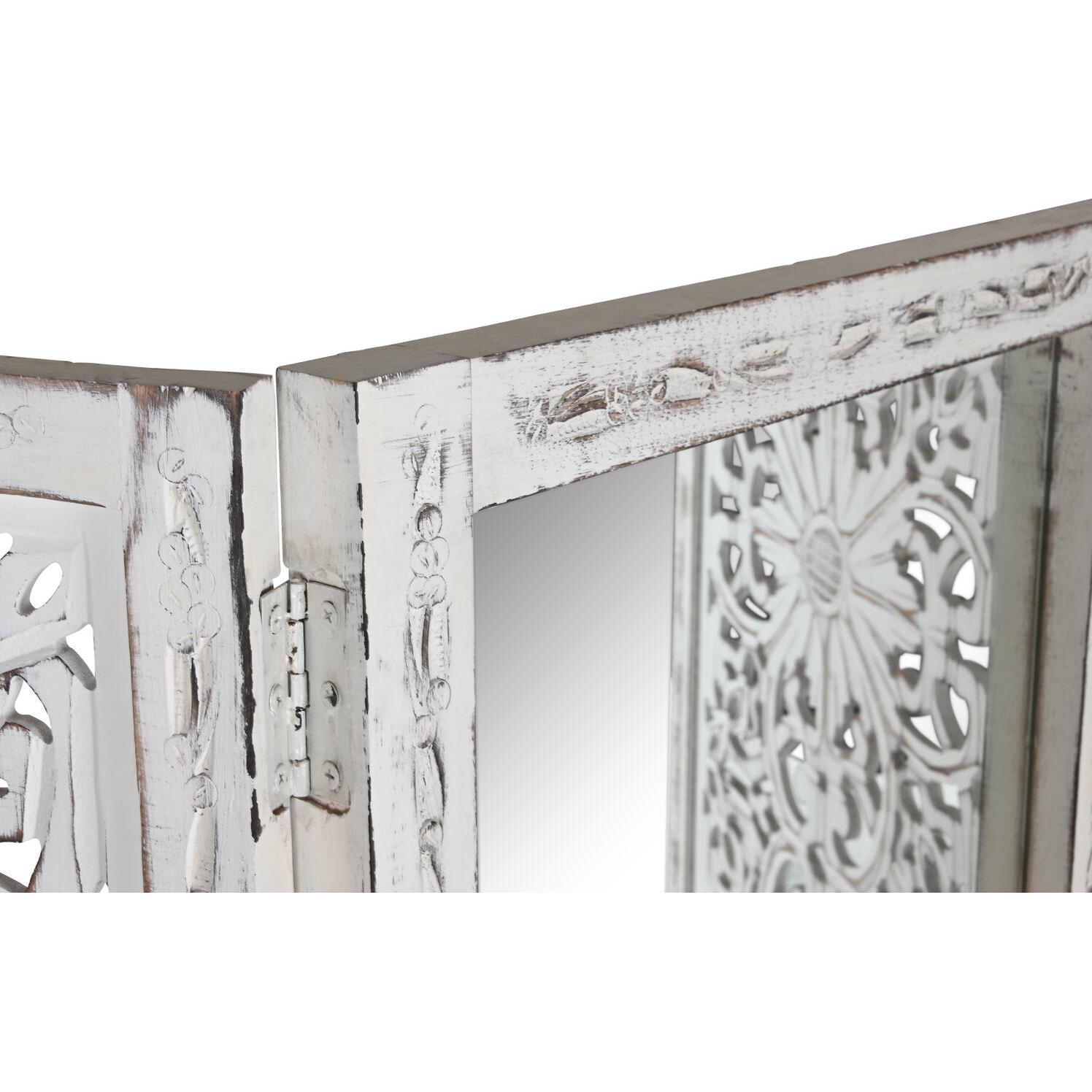 Esprit, Specchio, Folding screen Home White Mango wood Mirror 152 x 2 x 182 cm (152 x 182 cm)