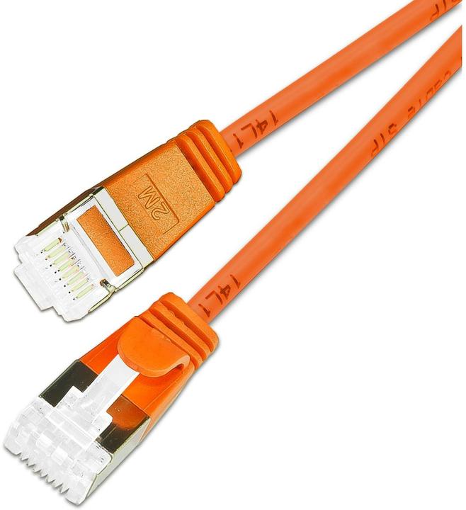 Produktbild SLIM Slimpatchkabel RJ-45, Cat 6A, U/FTP, 0.1 m, Orange (U/FTP, CAT6a, 0.10 m)