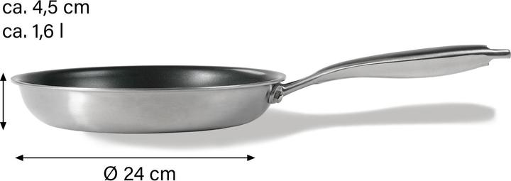 Actual product image Silverstar Stainless steel pan 24 cm with non-stick coating for induction and oven (Frying pan, Stainless steel)