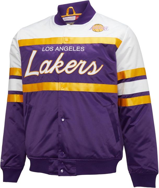 Actual product image Mitchell & Ness M&N Heavyweight Satin Jacket - SCRIPT Los Angeles Lakers - L (L)