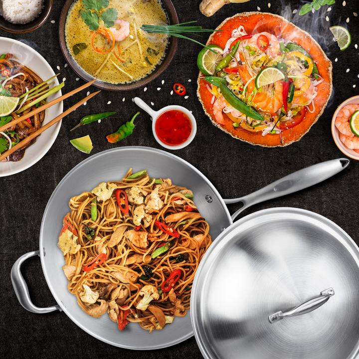 Produktbild Relaxdays Wok (Wok Pfanne, Edelstahl, 32 x 23 cm)