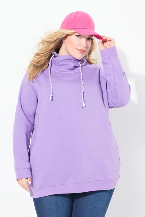 Actual product image Ulla Popken Drawstring Collar Long Sleeve Sweatshirt (46, 48)