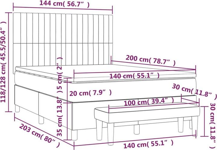 Produktbild vidaXL Boxspringbett (140 x 200 cm)
