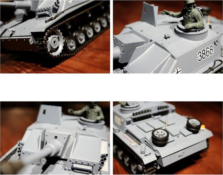 Immagine prodotto Es-toys Carro armato RC "Assault Gun III" - Stug 3 Heng Long 1:16 Grigio, fumo e suono, cambio in metallo e (RTR pronto all'uso)