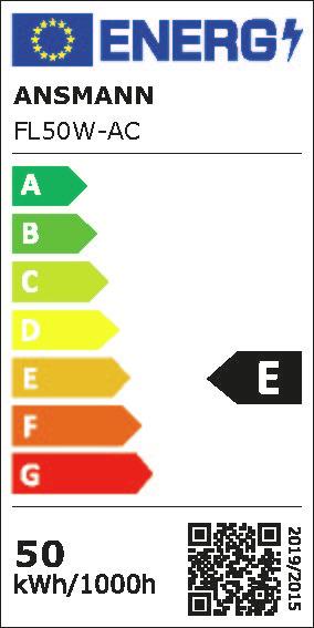 Energy Label Ansmann Work spotlight FL50W-AC wired 50W (5400 lm)