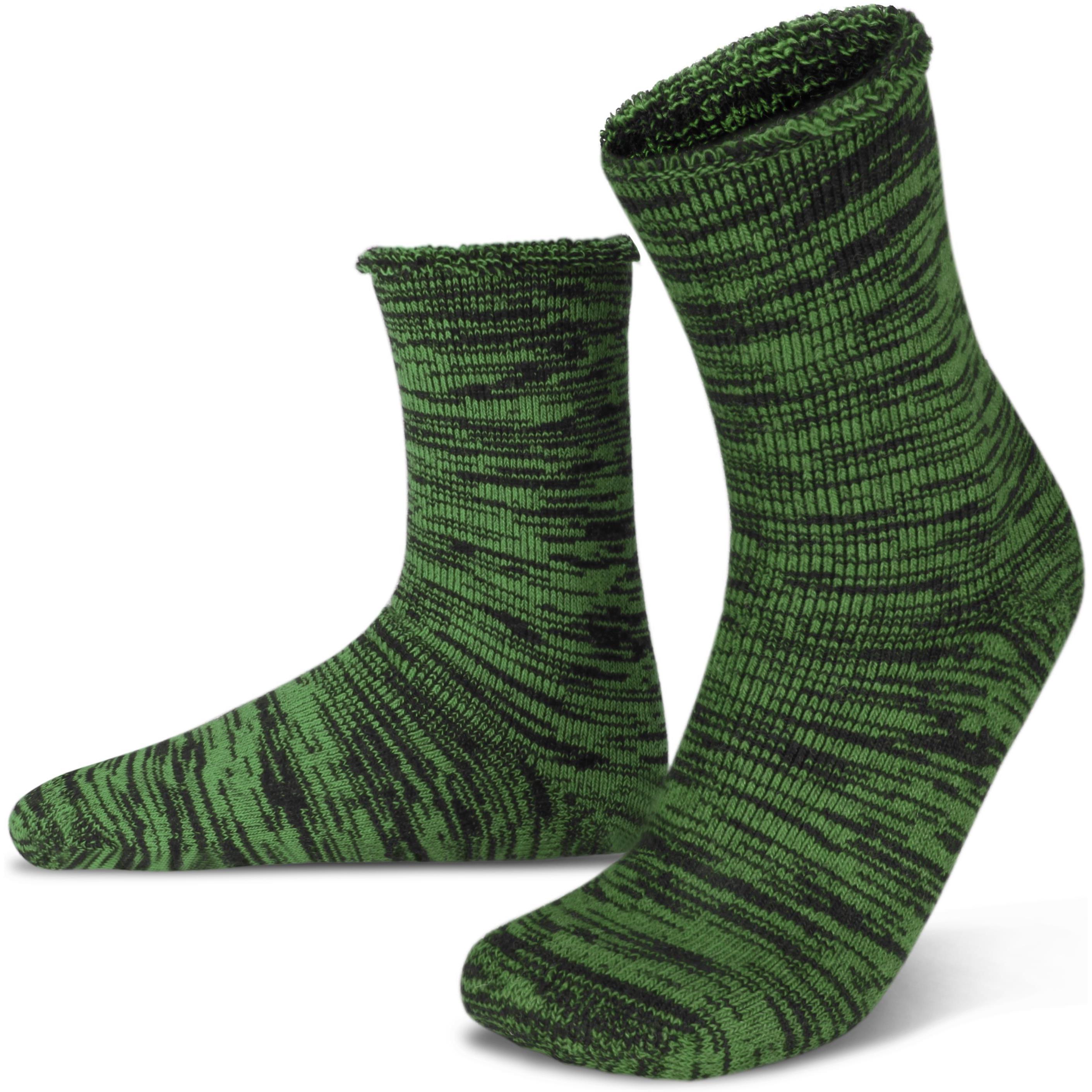 Polar Husky, Herren, Socken, Farbige Vollplüsch-Socken mit Wolle, Grün, (Einzelpack, 47 - 50)