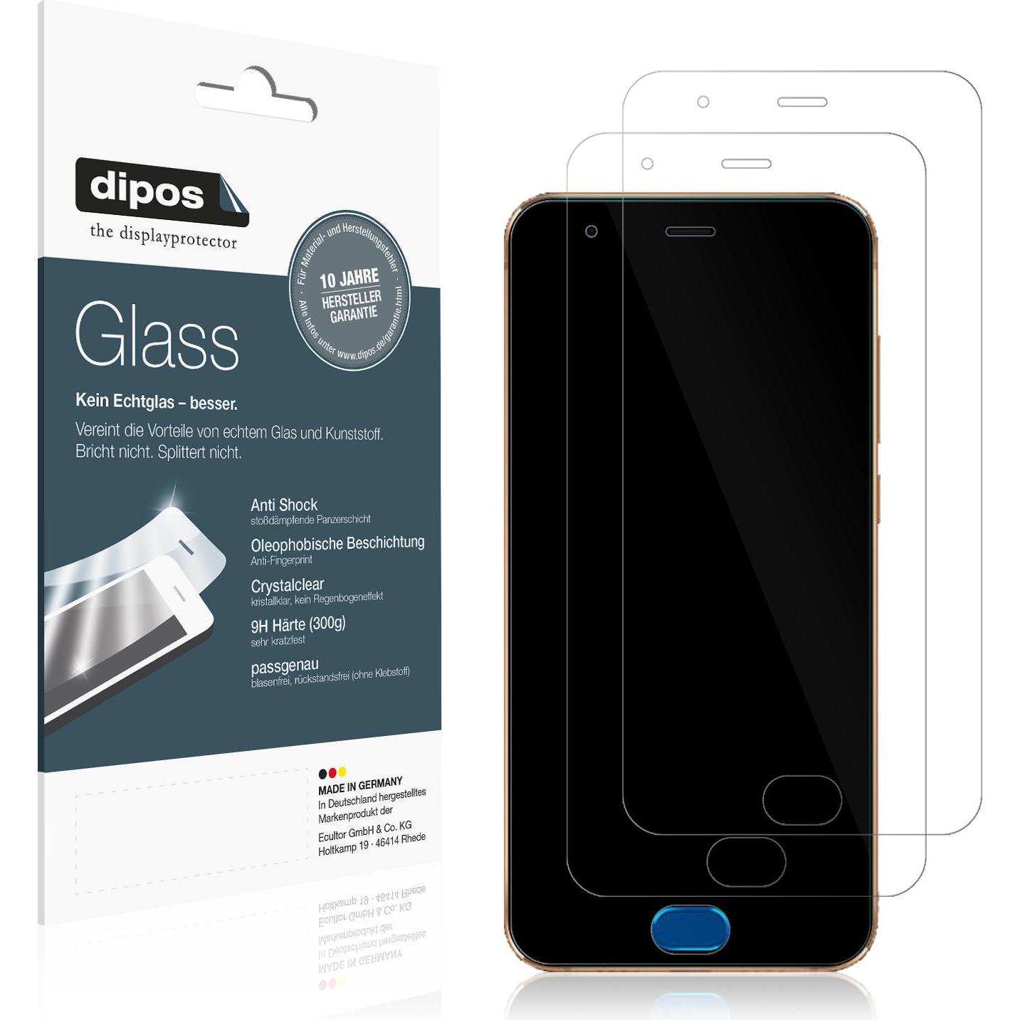 Dipos Displayschutz Anti-Shock (2 Stück, Xiaomi Mi Note 3), Smartphone Schutzfolie, Transparent