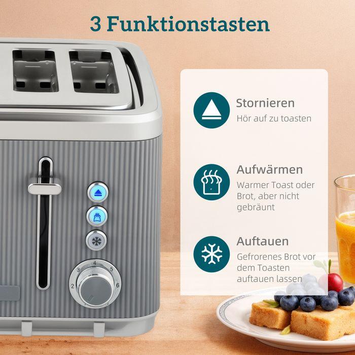 Produktbild Swisshandel24 Wasserkocher, Schnellkochfunktion, 2200W, 1,7L, 4-Scheiben-Toaster, Grau (1.70 l)