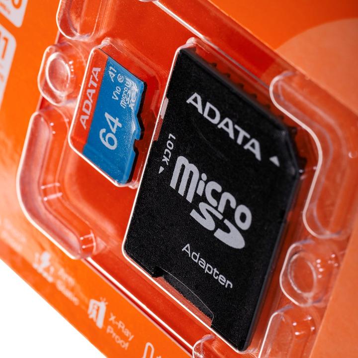 Image du produit Adata Carte mémoire flash Premier (adaptateur microSDXC vers SD inclus) (64 Go, microSDXC, U1, UHS-I)