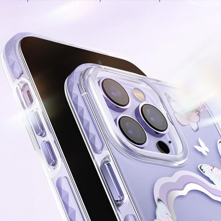 Actual product image Kingxbar Butterfly Series magnetic case for iPhone 14 Pro Max MagSafe case with butterflies blue (Apple iPhone 14 Pro Max)
