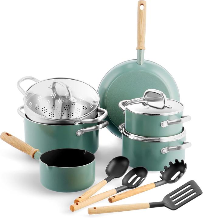 Actual product image Greenpan Mayflower ceramic puncture kit (28 cm, Pan set + pot set, Aluminium)