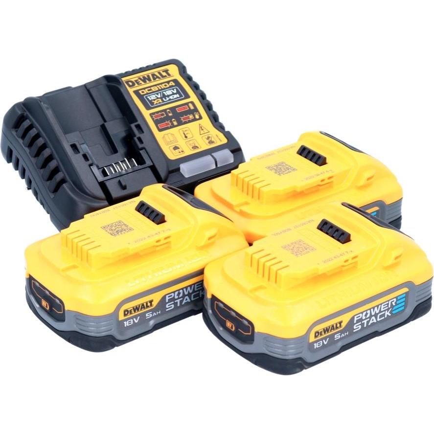 Thumbnail - DeWalt, Werkzeugakku + Ladegerät, DCB 1104 H3 Akku Starter Set 12 V / 18 V 3x Powerstack Akku 5,0 Ah + DCB 1104 Ladegerä...