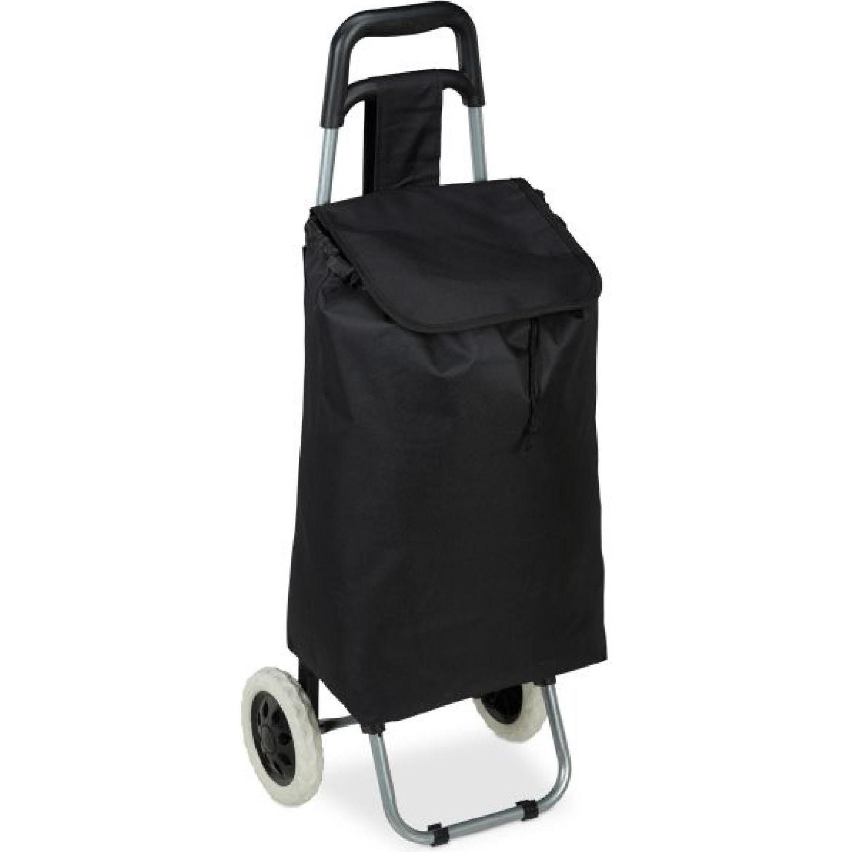 Relaxdays, Borsa + Trolley da spesa, Carrello Pieghevole per la Spesa, Trolley, Nero