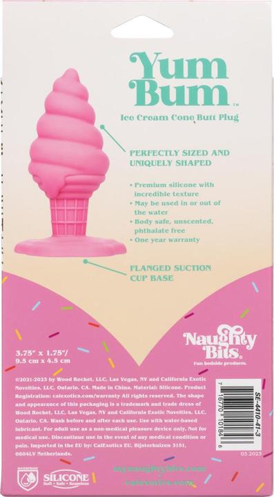 Actual product image CalExotics Naughty Bits® Yum Bum™ Ice Cream Cone Butt Plug