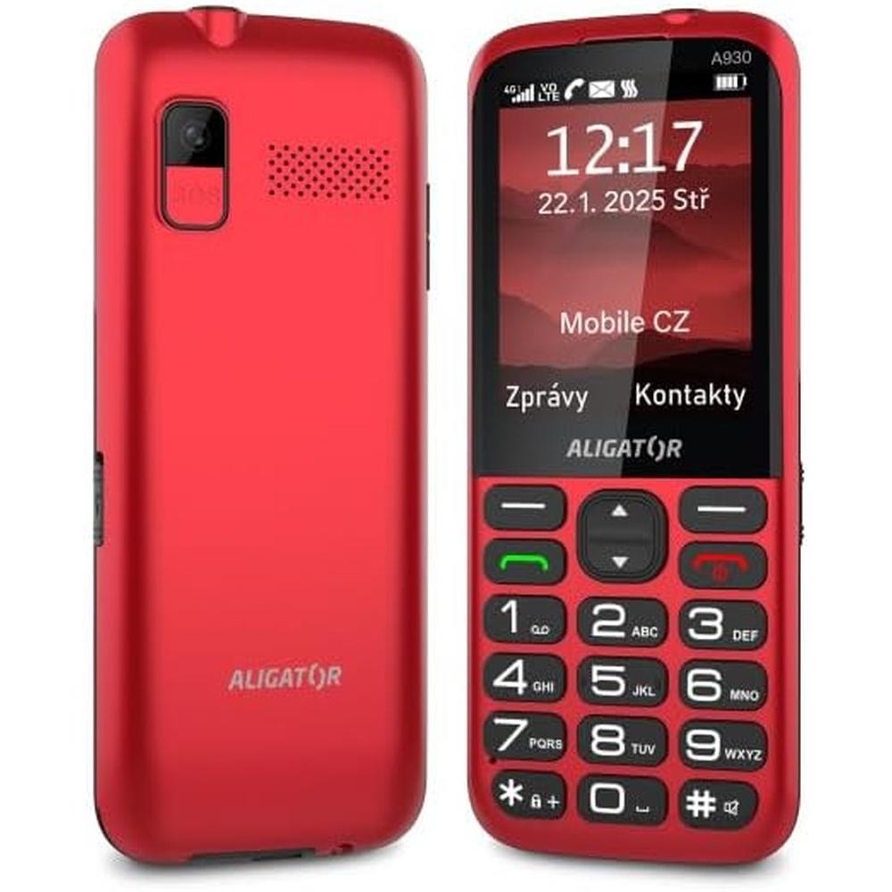 Aligator Telefono cellulare per anziani con tasti grandi, SOS e localizzatore GPS 4G/LTE (2.80", 1.90 Mpx), Cellulare con tasti, Rosso