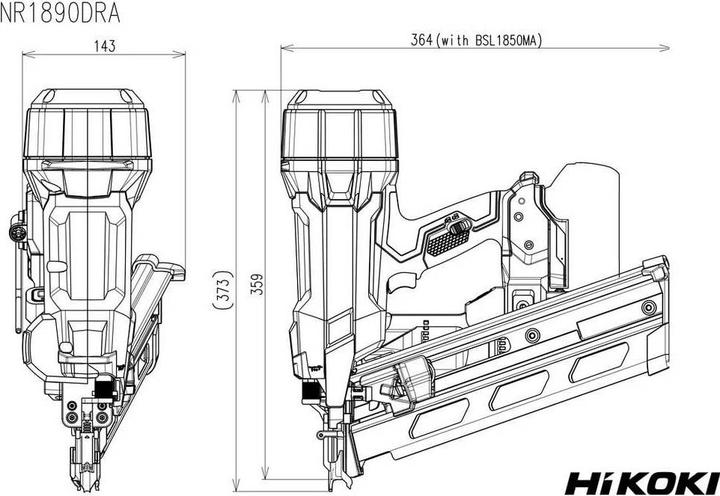 Image du produit Hikoki NR1890DRAWQZ Akku-Nagler 18V, R20-90 Nägel, 2x 5.0Ah und Schnellladegerät im HSC IV Koffer