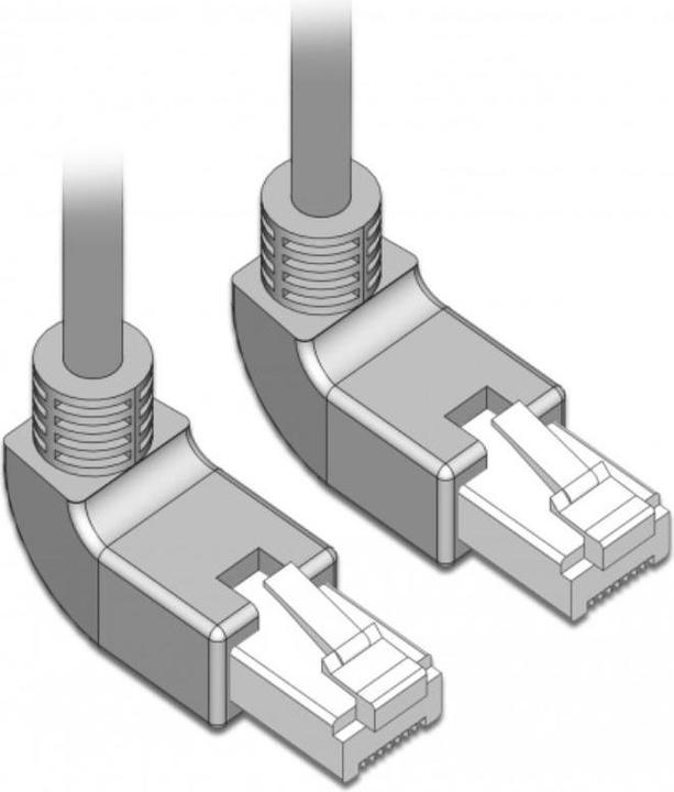 Actual product image Delock Patch cable RJ-45 (M) angled upwards to RJ-45 (M) angled upwards (S/FTP, CAT6a, 0.50 m)
