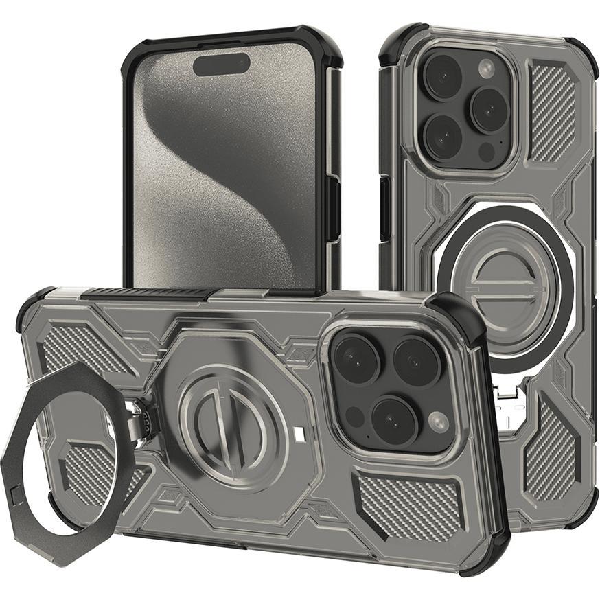 Techsuit - Carbon Shield PRO - iPhone 15 Pro - Smoke Black (Apple iPhone 15 Pro), Cover smartphone, Nero